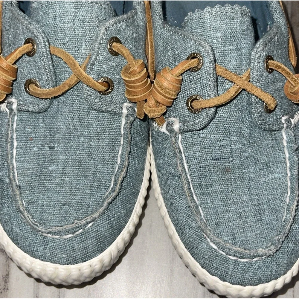 Paul Sperry Chambray Teal Blue Casual Boat Shoes Women's Size 8 M